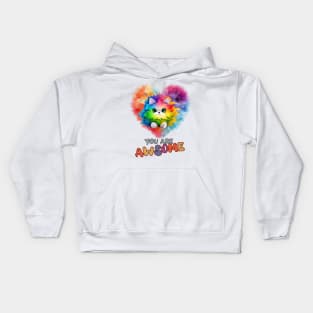 Fluffy: "You are awsome" collorful, cute, furry animals Kids Hoodie